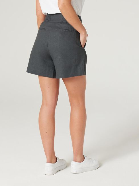 Tailored Linen Short, Grey, hi-res