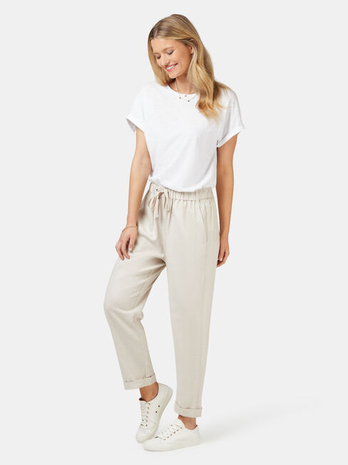 Linen Blend Pant, White, hi-res