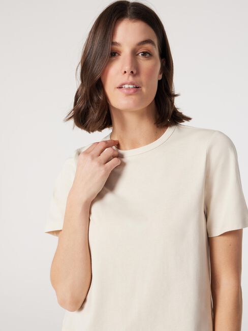 Essential Relaxed Crop Tee, Stone, hi-res