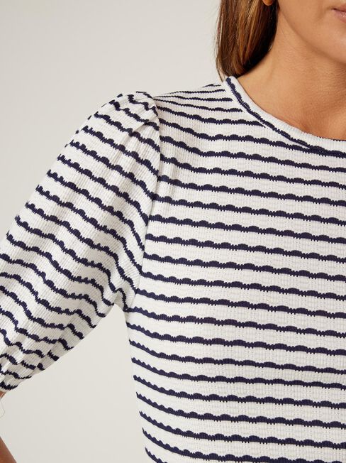 Chrishell Textured Tee, Stripe, hi-res