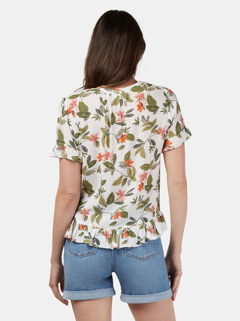 Natasha Button Through Top, Print, hi-res