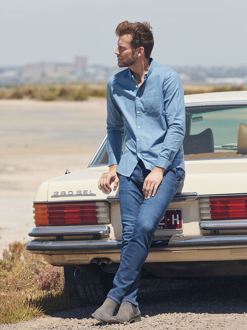 LS Heston Oxford Shirt, Blue, hi-res