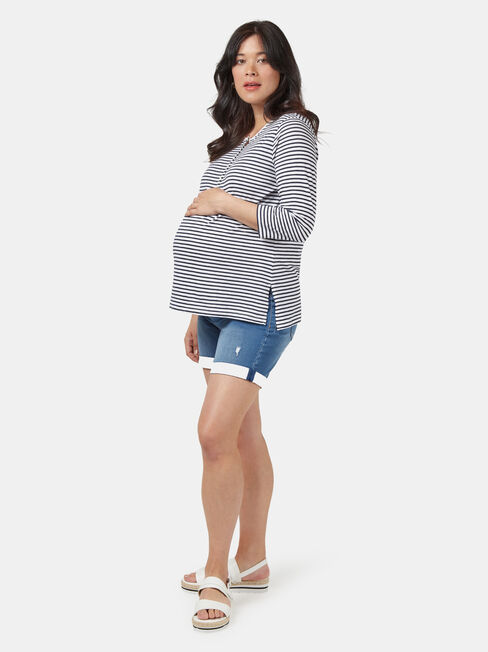 Hendy Henley Maternity Tee, Stripe, hi-res