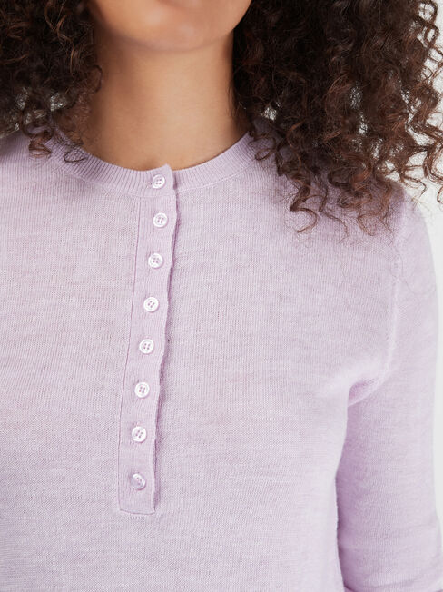 Jenny Fine Knit Henley, Pink, hi-res