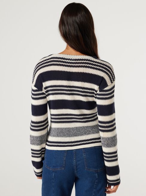Dakota Stripe Cardigan, Ink, hi-res