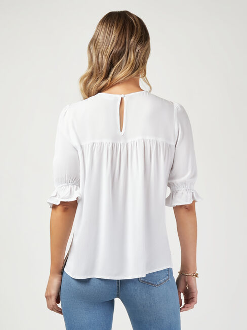 Willow Lace Detail Top, White, hi-res