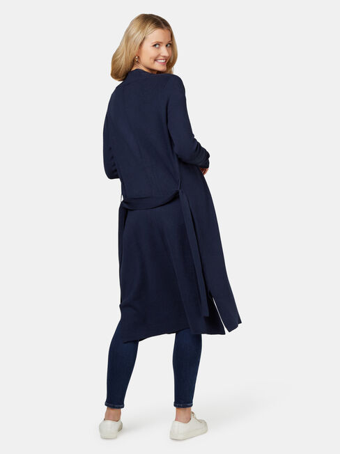 Karina Belted Longline Coatigan, Blue, hi-res