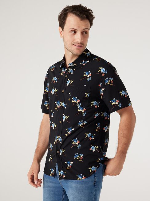 SS Wade Print Shirt, Black Multi, hi-res