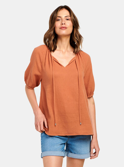 Cheska Cheesecloth Peasant Top, White, hi-res