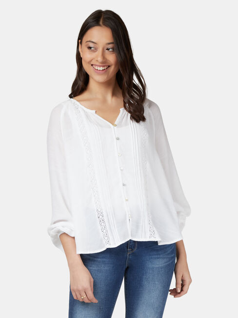 Lana Lace Insert Tie Front Top | Jeanswest
