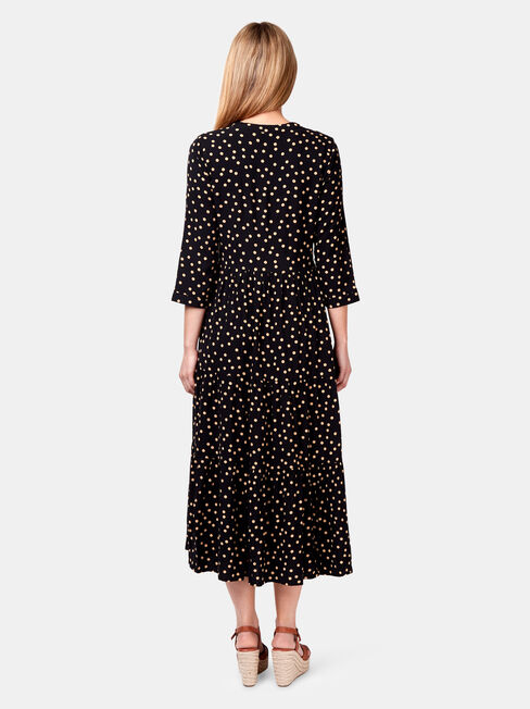 Holly Spot Midi Dress, Black, hi-res