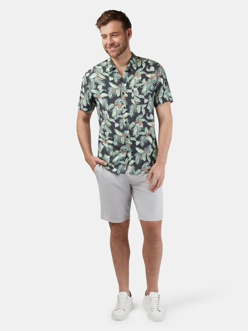 Sandler Short Sleeve Print Shirt, Grey, hi-res