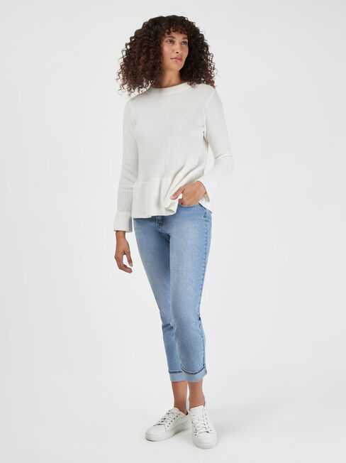Addison Peplum Knit, White, hi-res