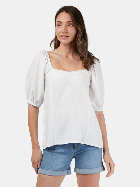 Lucinda Square Neck Top, White, hi-res