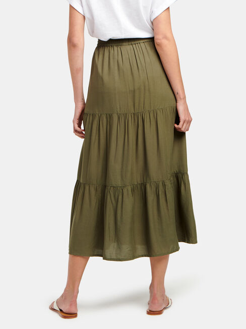 Tiffany Tiered Midi Skirt, Green, hi-res