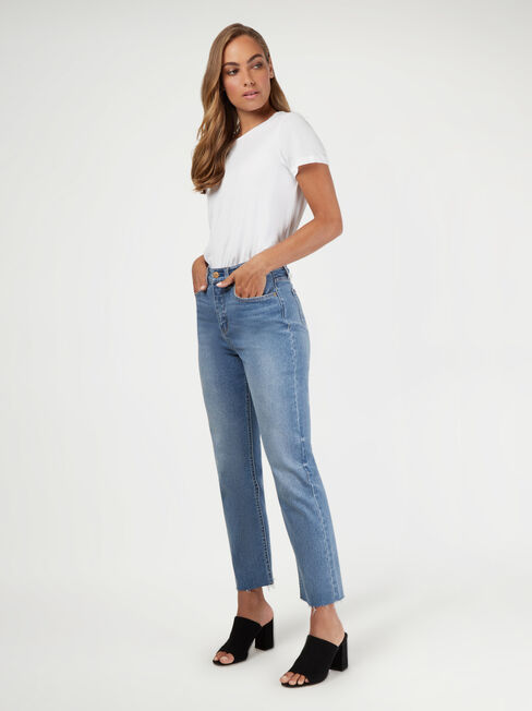 High Waisted Straight Leg Jeans, Vintage Wash, hi-res