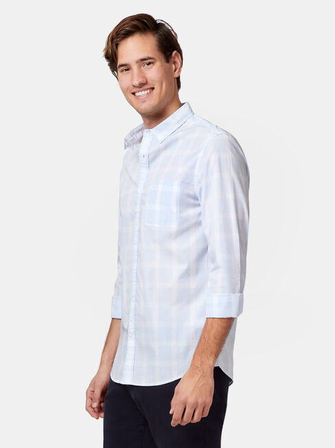 Jaxton Long Sleeve Check Shirt, Blue, hi-res