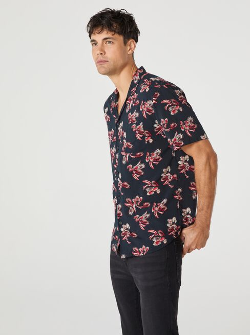 SS Mikey Print Resort Shirt, Black, hi-res