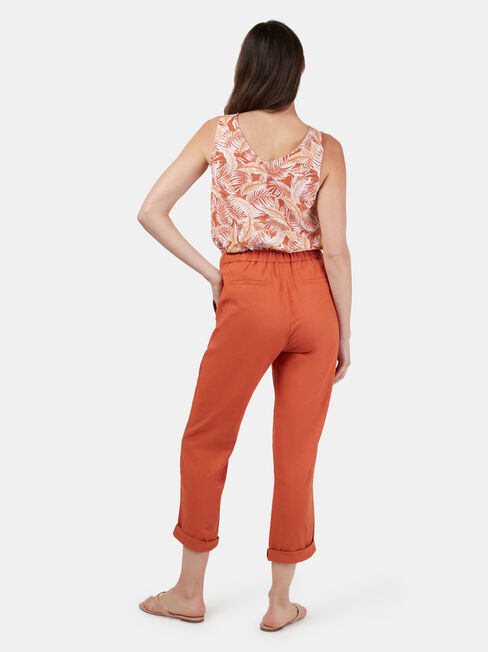 Linen Blend Pant, Red, hi-res