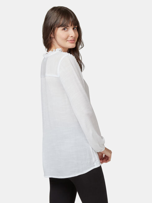 Aria Peplum Hem Top, White, hi-res