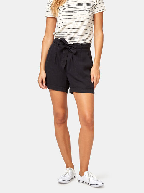 Isadora Paper Bag Short, Black, hi-res