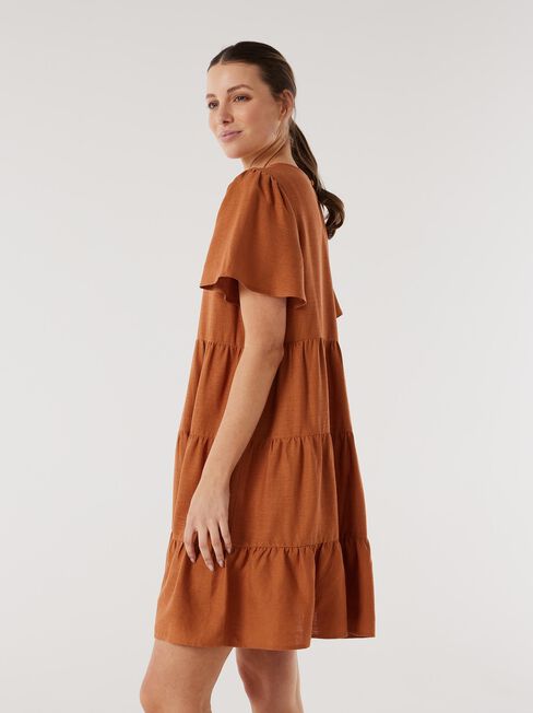 Bobby Tiered Dress, Brown, hi-res