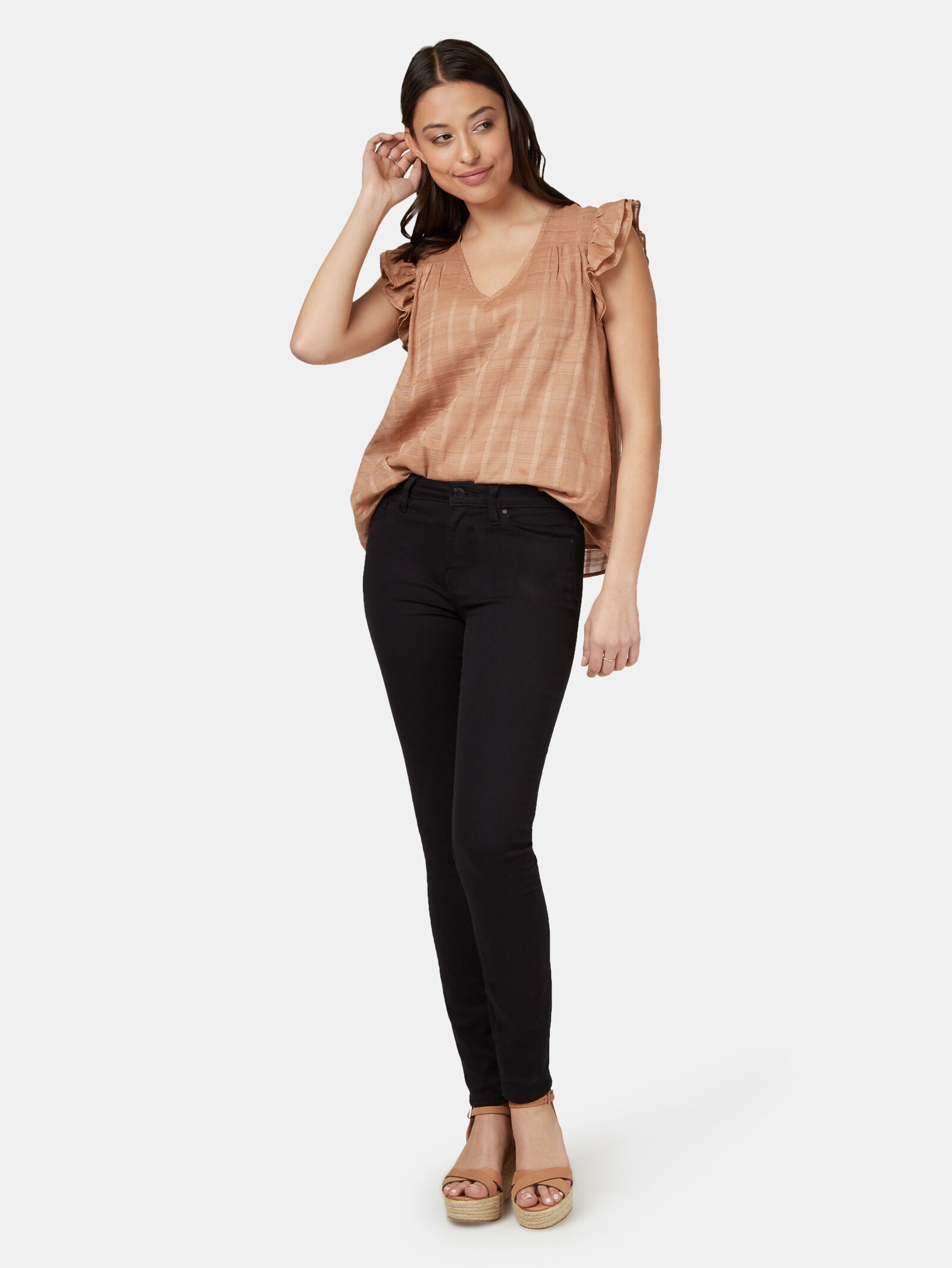 Freya Textured Frill Sleeve Top Jeanswest