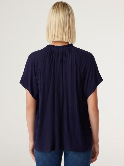 Jemima V-Neck Blouse, French Navy, hi-res