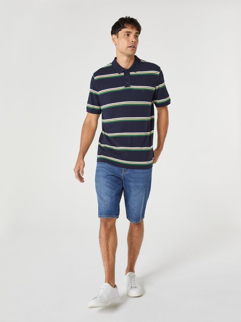 SS Evan Stripe Polo, Blue, hi-res