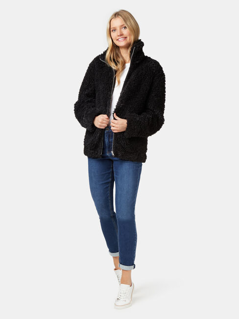 Beccy Teddy Jacket, Black, hi-res