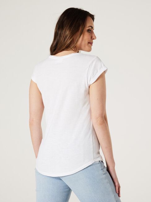 Essential Slub Pocket Tee, White, hi-res