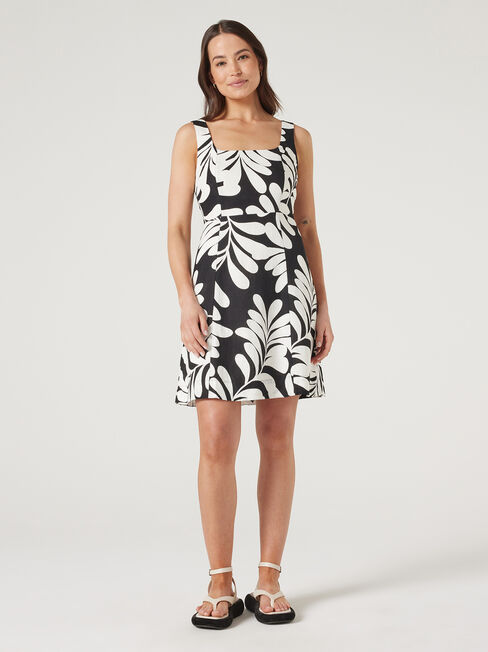 Elora Mini Dress, Mono Print, hi-res
