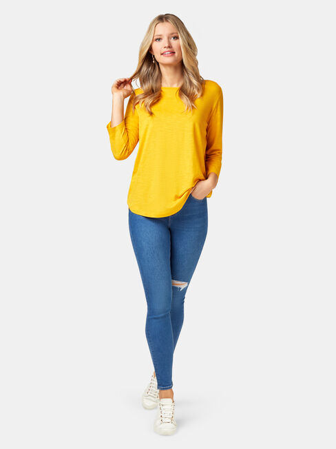 Essential Boatneck Tee, Yellow, hi-res