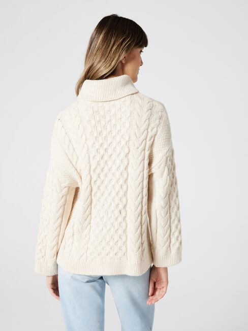 Sisi Cowl Neck Cable Knit Pullover, Malt, hi-res