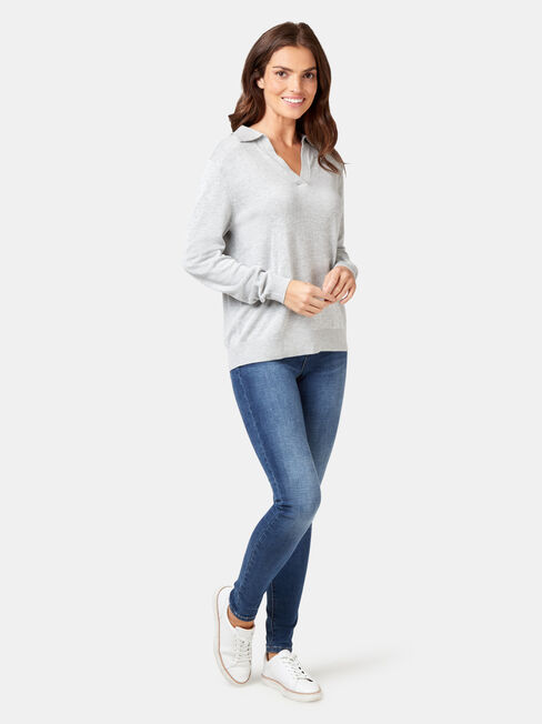 Iris Collared Knit, Grey, hi-res