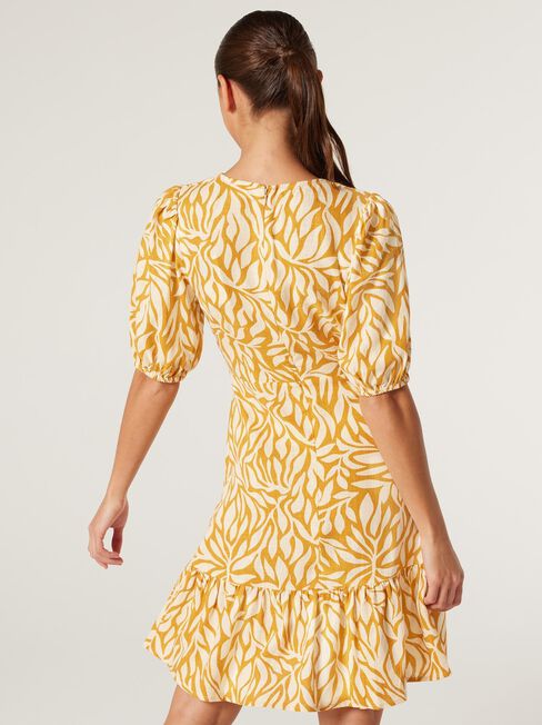 Evelyn Twist Front Dress, Golden Leaf, hi-res