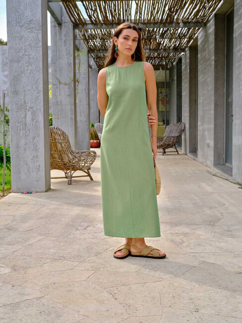 Ulla Slip Dress, Green, hi-res