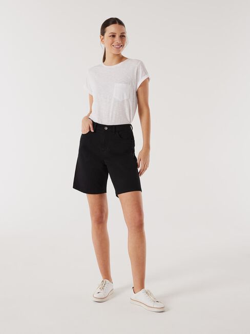 Libby Bermuda Denim Walk Short, Black, hi-res