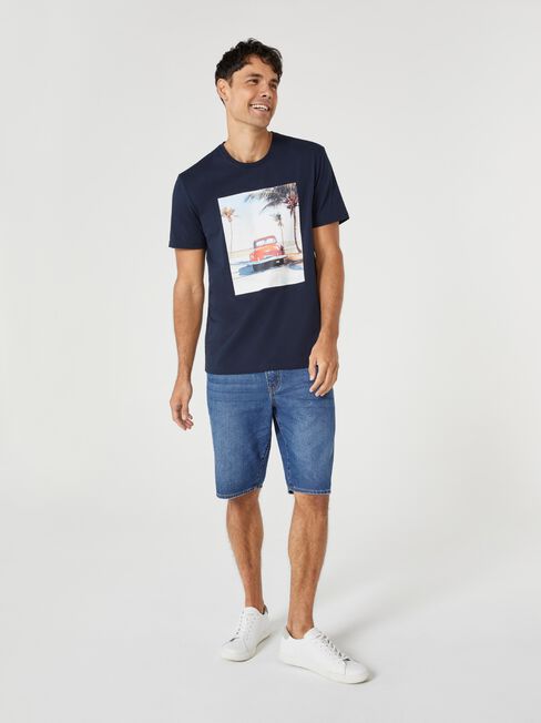 SS Jase Print Crew Tee, Blue, hi-res
