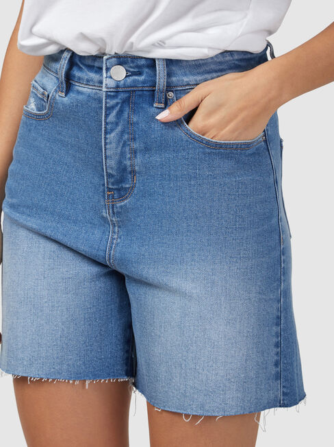 Frankie High Waisted Short, Mid Indigo, hi-res