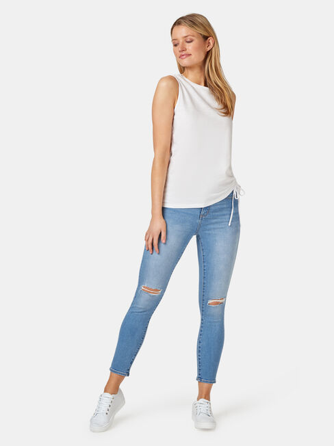 Brielle Rouched Side Tank, White, hi-res