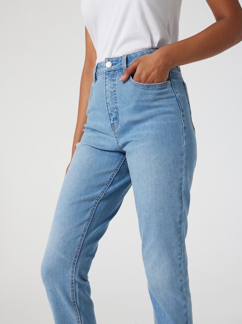 Sienna High Waisted Slim Straight Jeans, Light Indigo, hi-res