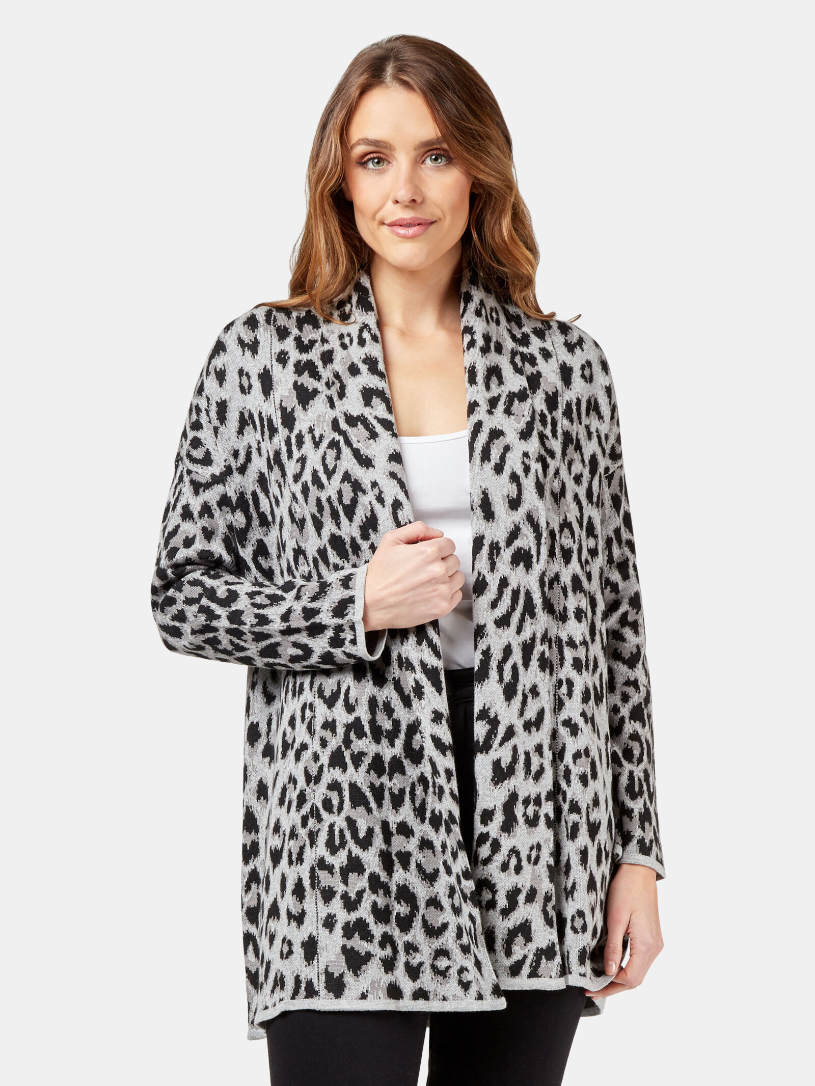 Grey animal sale print cardigan