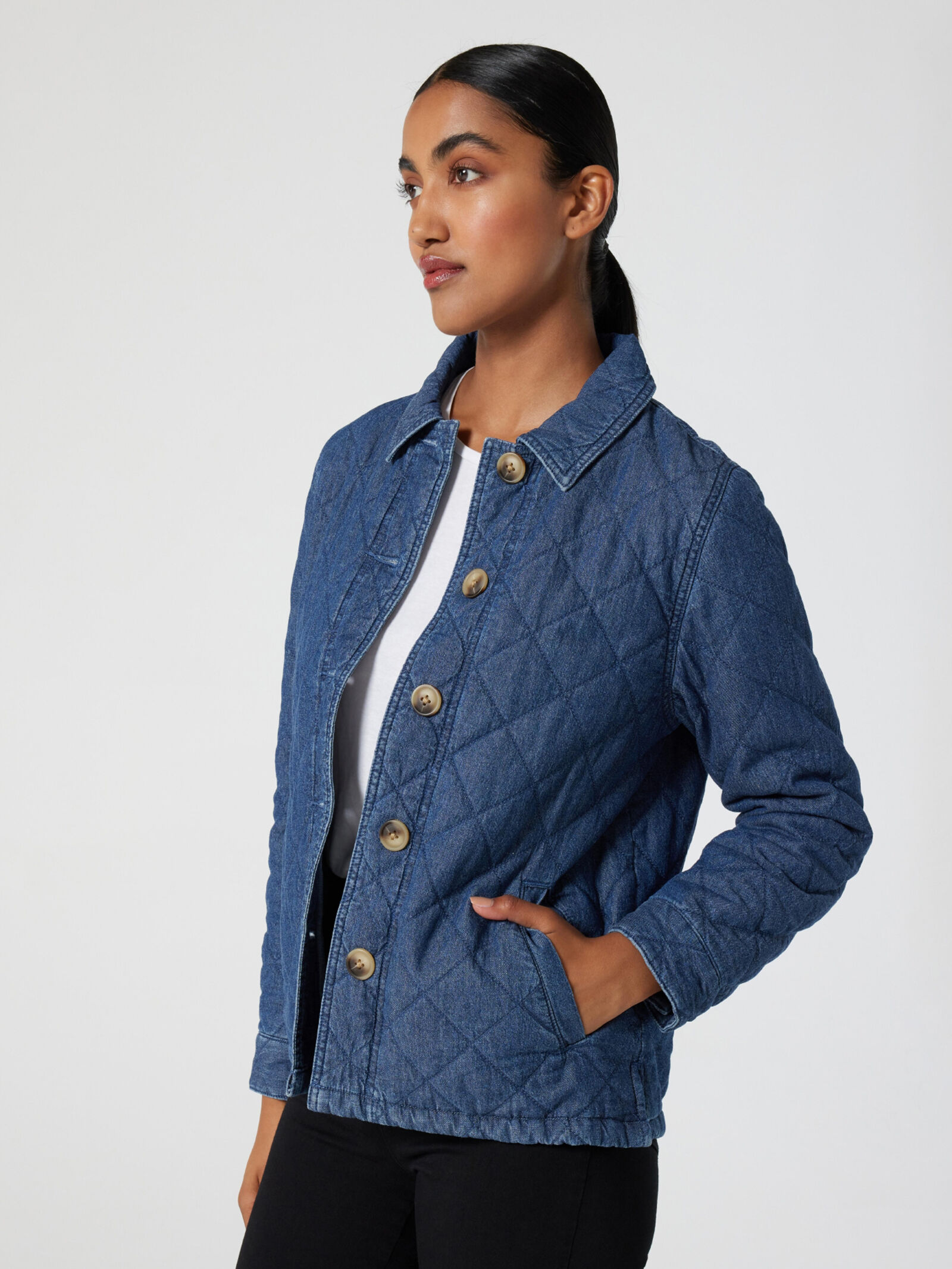 Quilted denim hotsell shirt