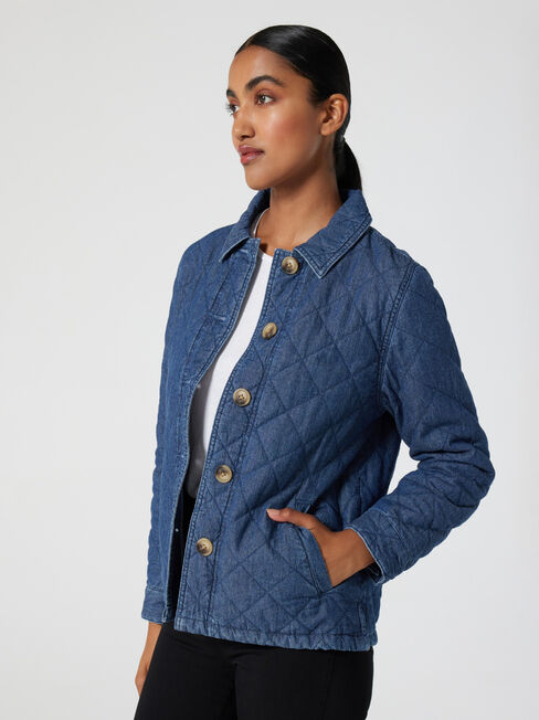 Denim Quilted Jacket, Dark Vintage, hi-res