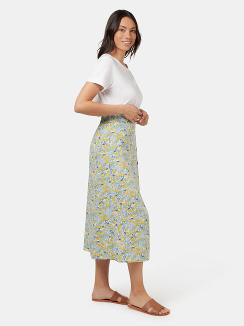 Daisy Side Button Skirt, Green, hi-res