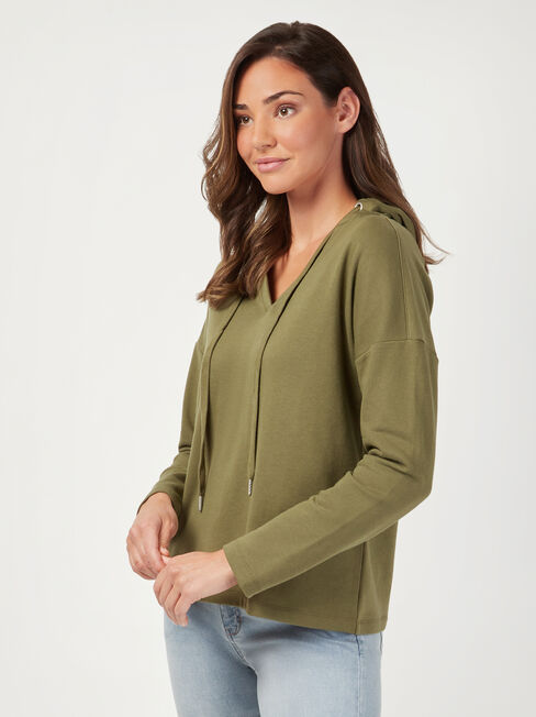 Emilia Hooded Sweat, Green, hi-res