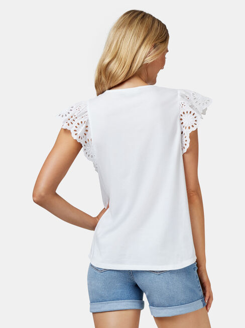 Parker Broderie Tee, White, hi-res