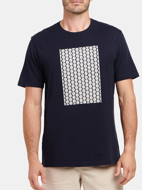 Dylan Short Sleeve Print Crew Tee, Blue, hi-res