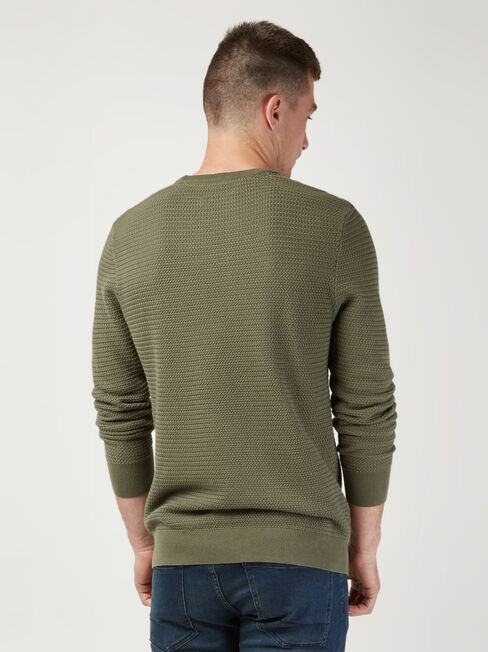 Slater Textured Crew Knit, Green, hi-res